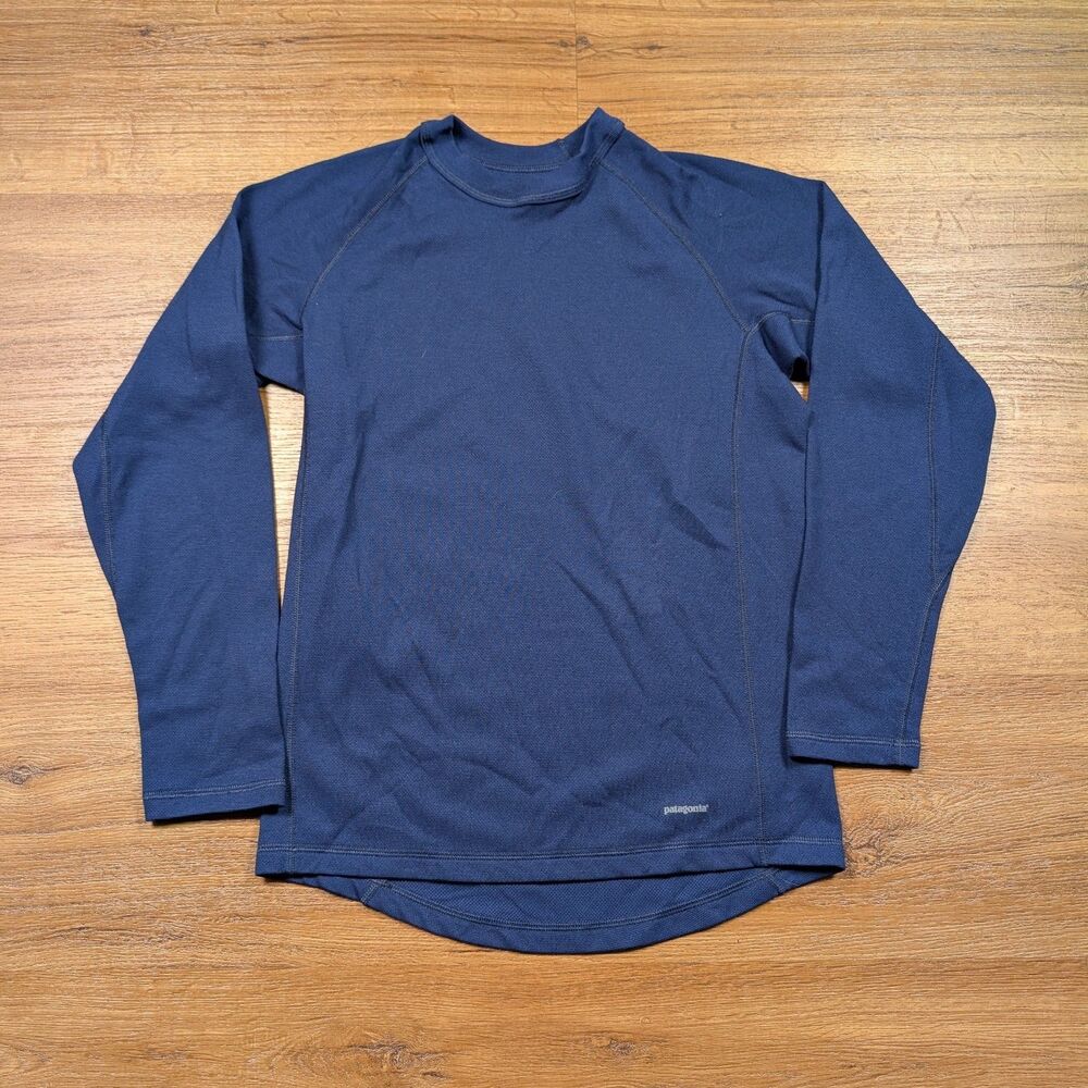 Patagonia Capilene Base Layer Kids Large Blue Midweight Crew Neck Outdoors